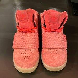 Adidas red hoops sneakers size 8k, great used condition, lots of life left!